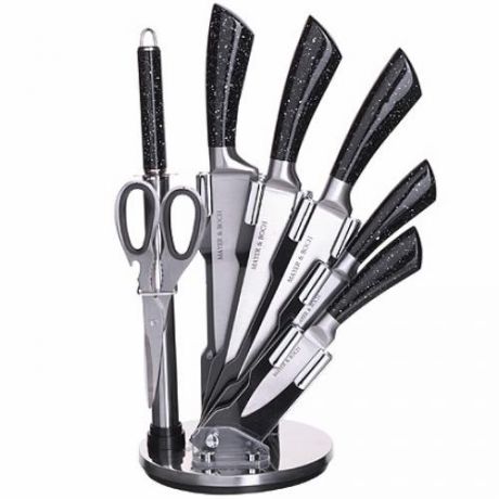 Набор кухонных ножей MAYER & BOCH, 8 предметов, черный