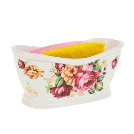 Подставка для губки Best Home Porcelain, Цветочный аромат, 15*6,5*7 см, с губкой