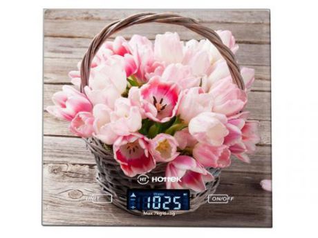 Весы кухонные HOttEK, Розовые тюльпаны, 18*20 см