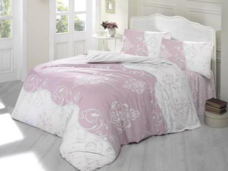 Комплект постельного белья двуспальный-евро KARNA, RANFORCE, MELINA, розовый