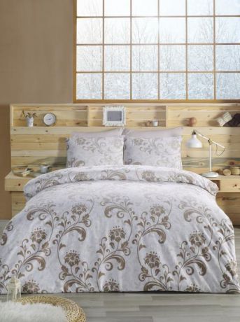Комплект постельного белья двуспальный-евро KARNA, RANFORCE, LUCIAN, коричневый