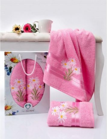 Набор полотенец TWO DOLPHINS, Daisy Flowers, 2 предмета, розовый