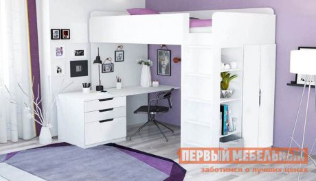Кровать-чердак ВПК Кровать-чердак Polini kids Simple с письменным столом и шкафом