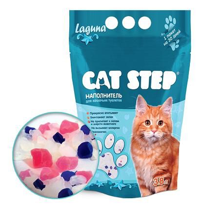 Силикагелевый наполнитель Cat Step "Лагуна" 3.8л  для кошек (1.8кг)