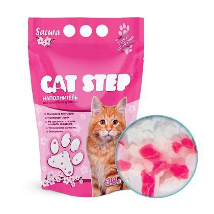 Силикагелевый наполнитель Cat Step "Сакура" 3.8л  для кошек (1.8кг)