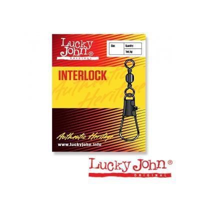 Вертлюги Lucky John c застежкой BARREL AND INTERLOCK Black 012 7шт.