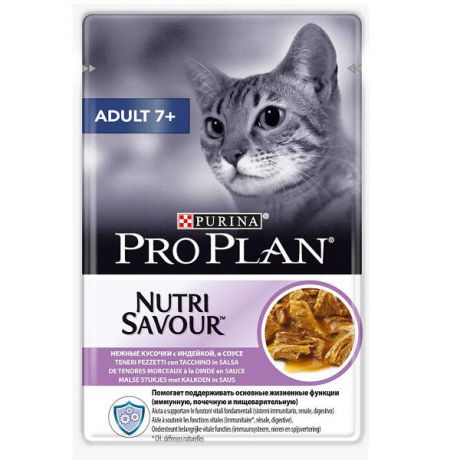 Влажный корм Pro Plan Nutri Savour Adult для кошек старше 7 лет, индейка, 85г