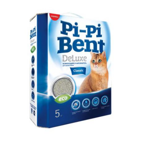 Комкующийся наполнитель Pi-Pi-Bent  5кг "DeLuxe Clean cotton" для кошек, 5кг