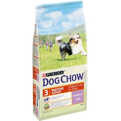 Сухой корм Dog Chow mature для собак старше 5 лет ягненок, 14 кг