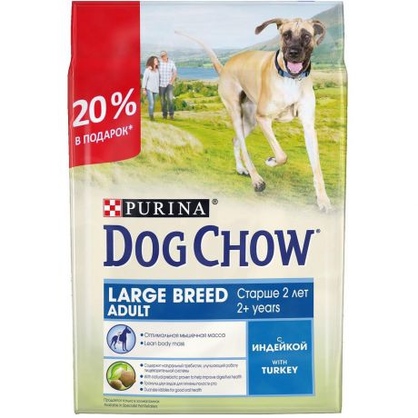 Сухой корм Dog Chow large breed для собак крупных пород индейка, 2.5кг