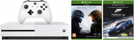 Microsoft Xbox One S 500Gb + Halo 5 Guardians + Forza Motorsport 6 (белый)