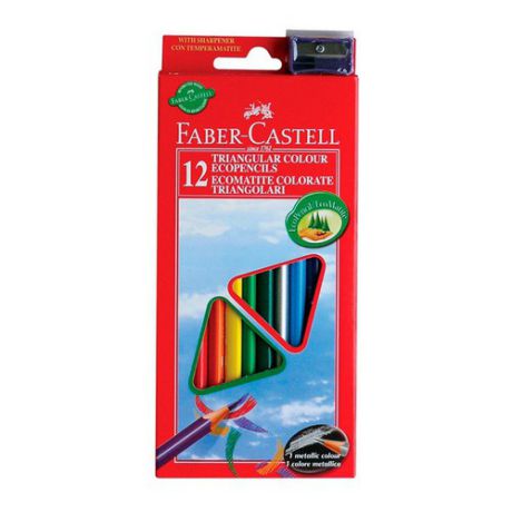 Карандаши цветные Faber-Castell Eco 120523 12цв. точилка карт.кор.