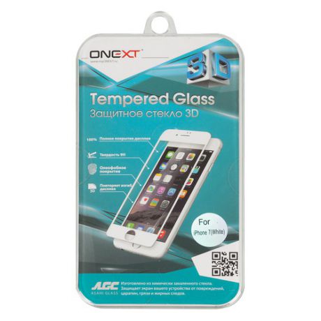 Защитное стекло для экрана ONEXT 3D для Apple iPhone 7, 1 шт, белый [41158]