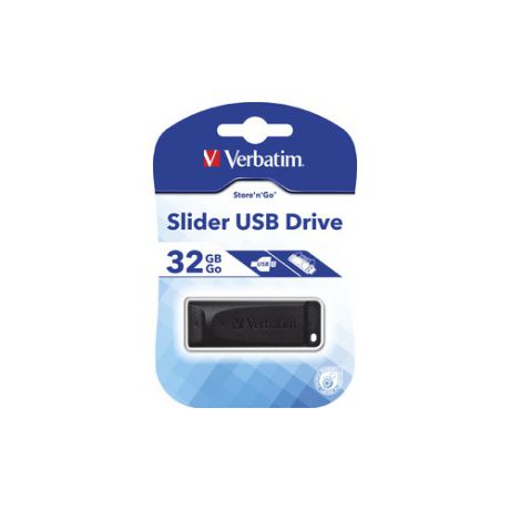Флешка USB VERBATIM Store n Go Slider 32Гб, USB2.0, черный [98697]