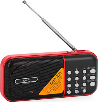 Портативный радиоприемник MAX MR-321 красный с MP3