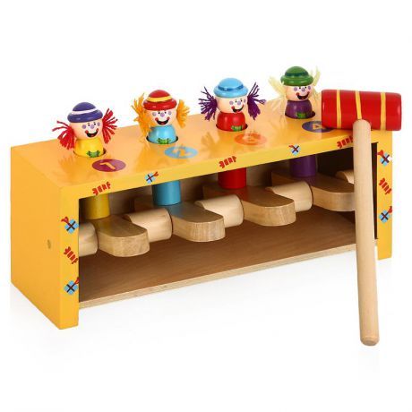 Игрушка деревянная Mapacha Набор с молоточком Прыгающие клоуны