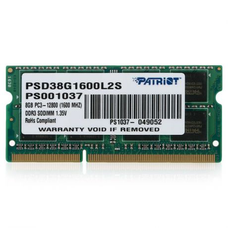 SO-DIMM DDR3L, 8ГБ, Patriot PSD38G1600L2S