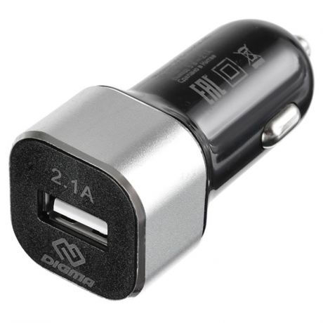 Автомобильное зарядное устройство Digma DGCC-1U-2.1A-BS 2.1A, 1 USB, черный