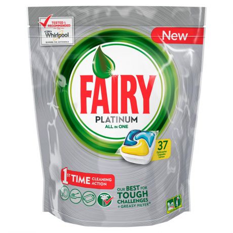Капсулы для посудомоечных машин Fairy Platinum All in 1 Лимон, 37 шт