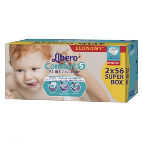 Подгузники Libero Comfort Size 5 (10-16кг), 112 шт