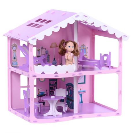 Домик для кукол RS Дом Анжелика розово-сиреневый с мебелью
