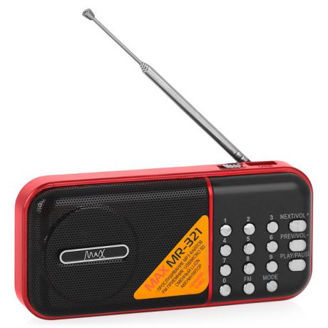 Радиоприемник MAX MR-321, черный с красным