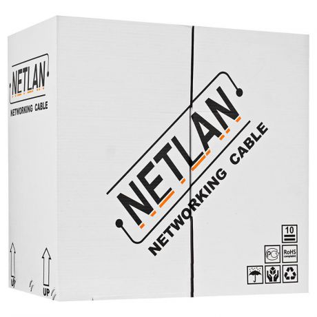 кабель витая пара Netlan U/UTP 4 пары, cat.5e, BC, внешний, PE до -40C, черный, 305м