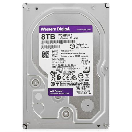 жесткий диск HDD 8ТБ, Western Digital Purple, WD81PURZ