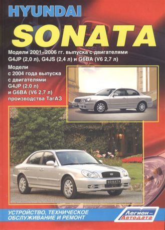 Hyundai Sonata Модели с 2001-2006 гг выпуска с двигателями G4JP 2 0 л G4JS 2 4 л и G6BA V62 7 л Модели с 2004 годы выпуска с двигателями G4JP 2 0 л и G6BA V6 2 7 л производства ТагАЗ Устройство техническое обслуживание и ремонт