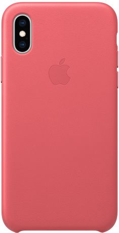 Клип-кейс Apple Leather для iPhone XS (розовый пион)