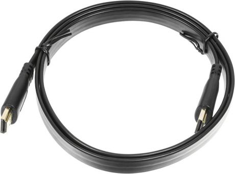 Кабель Buro Flat, HDMI (m) - HDMI (m) ver 1.4, 1м (черный)