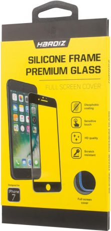 Защитное стекло Hardiz Silicone frame cover для Apple iPhone 7 черная рамка