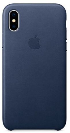 Клип-кейс Apple Leather Case для iPhone X (темно-синий)