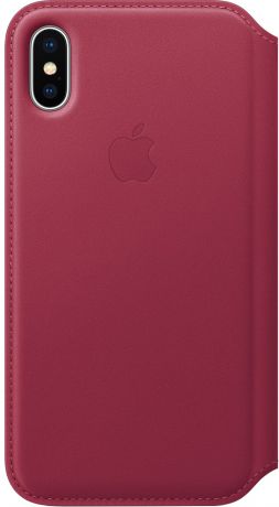 Чехол-книжка Apple Leather Folio для iPhone X (лесная ягода)