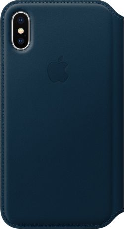 Чехол-книжка Apple Leather Folio для iPhone X (космический синий)