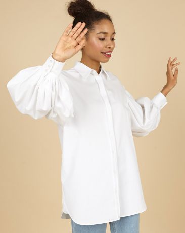 12Storeez Рубашка с объёмными рукавами (белый)
