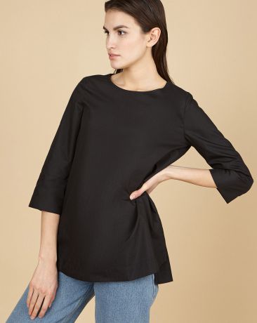 12Storeez Рубашка с отворотами на рукавах (чёрный)