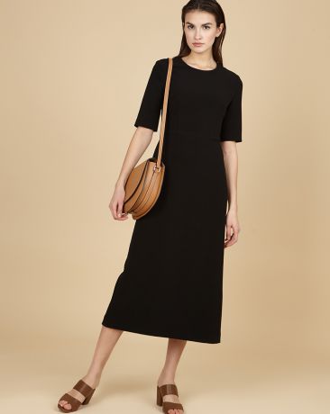 12Storeez Платье приталенное с коротким рукавом (чёрный)