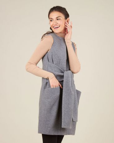 12Storeez Платье с объёмными карманами ( светло-серый)