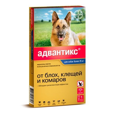 Bayer Капли Адвантикс от блох, клещей и комаров для собак весом более 25 кг - 1 пипетка