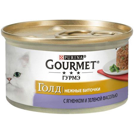 Gourmet Консервы Gourmet Gold Нежные биточки для взрослых кошек с ягненком и зеленой фасолью - 85 г