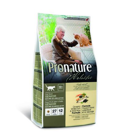 PRONATURE Сухой корм Pronature Holistic для пожилых кошек облегченный с океанической белой рыбой и рисом - 2,72 кг