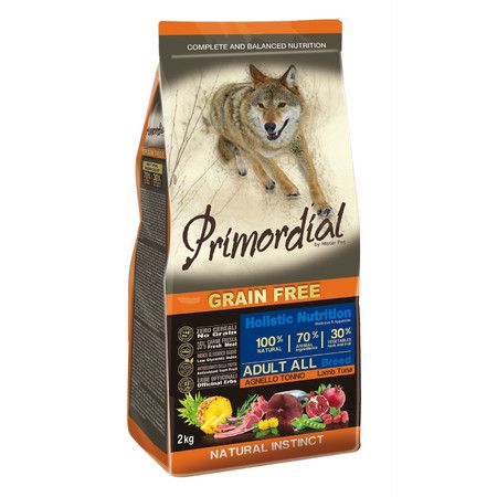Primordial Сухой беззерновой корм Primordial для взрослых собак с тунцом и ягненком