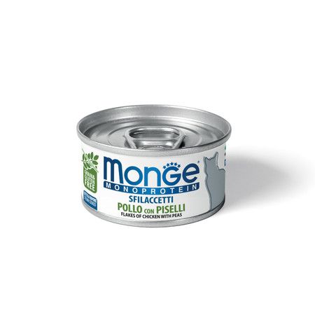 MONGE Консервы Monge Cat Monoprotein для взрослых кошек с курицей и горошком - 80 г