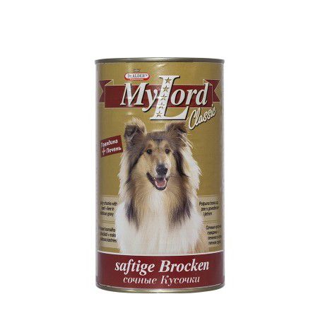 Dr. Alders Консервы Dr. Alder's My Lord Classic для взрослых собак с биотином, инулином, таурином c говядиной 1230 гр х 12 шт