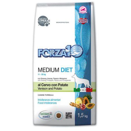 Forza10 Forza10 Diet для взрослых собак средних пород из оленины с картофелем с микрокапсулами - 1,5 кг
