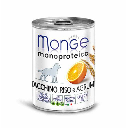 MONGE Monge Dog Monoproteico Fruits консервы для собак паштет из индейки с рисом и цитрусовыми 400 г x 24