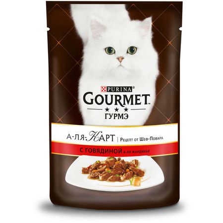 Gourmet Паучи Gourmet A La Carte для взрослых кошек с говядиной, морковью, томатом и цукини - 85 г