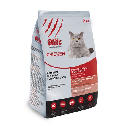 BLITZ Сухой корм Blitz Adult Cats Chicken для взрослых кошек с курицей
