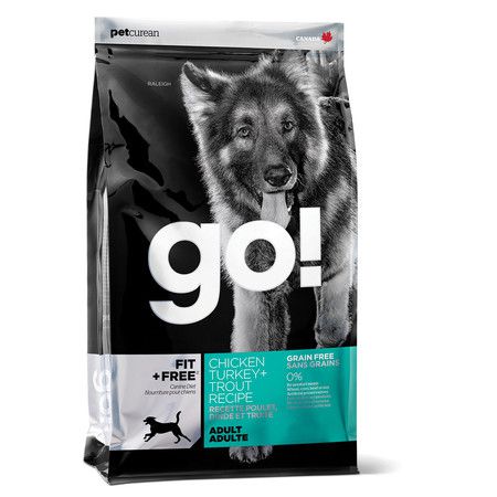 GO! Natural Holistic GO! Fit + GF сухой беззерновой корм для собак всех возрастов с 4 видами мяса: индейка, курица, лосось, утка